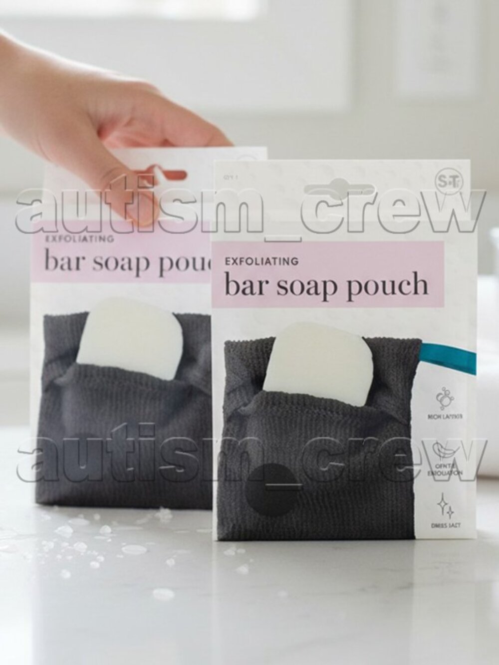 2/$12 💥🆕 S&T Inc. Exfoliating Bar Soap/Scrap Pouch | Color Black | 4537